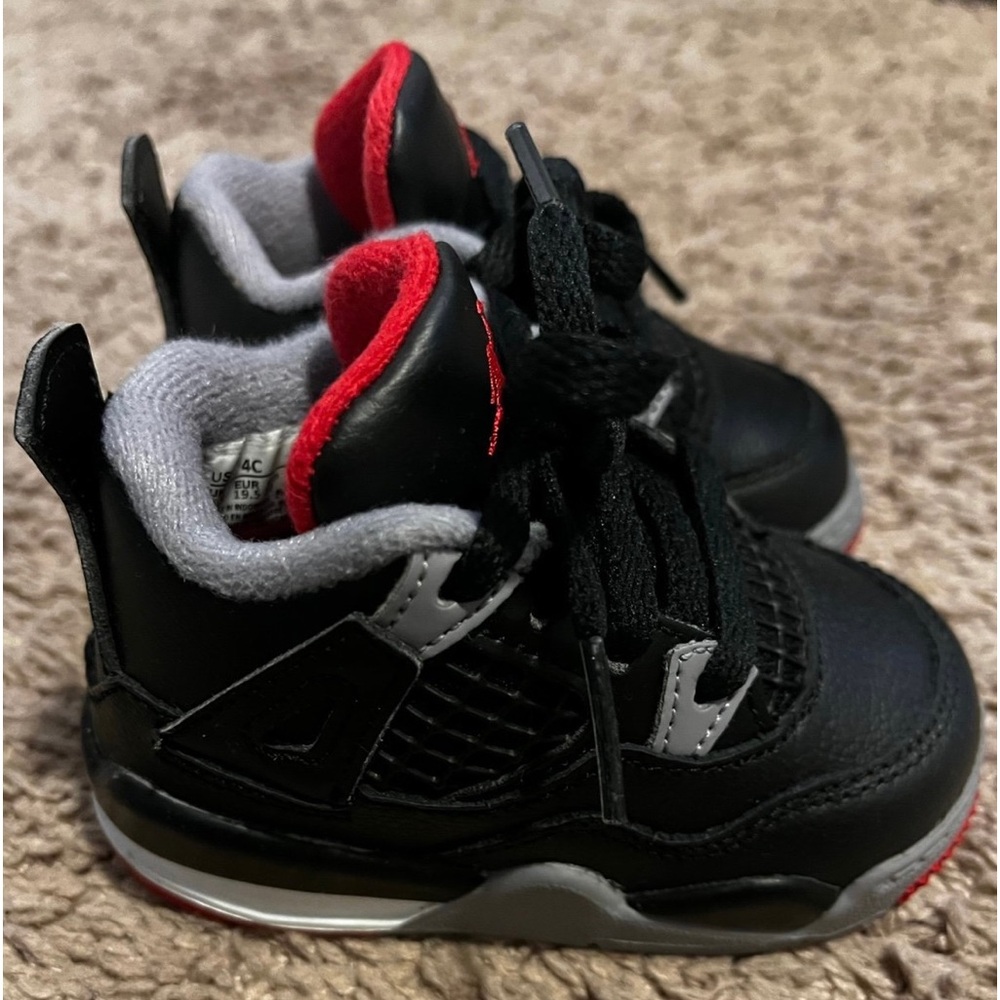 Nike Air Jordan 4 Retro Bred Black Cement Toddler Baby Boy Size 4C